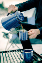 Stansport Enamel Percolator Coffee Pot & 4 Mug Set (11230),Blue