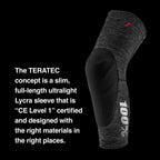 100% Teratec Mountain Biking Knee Pad - Mtb & Bmx Protection - Ultralight Nylon Slip On Sleeve With Built In Padding