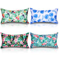 Hollowfly 4 Pack Inflatable Beach Pillows with Removable Washable Covers Hawaii Tropical Style Portable Air Pillows for Vacation