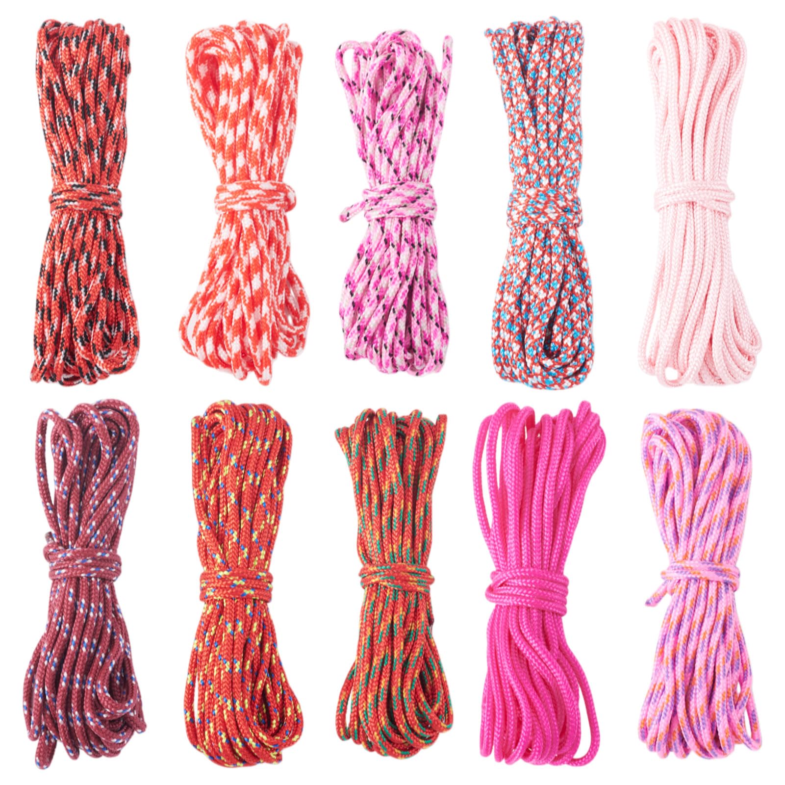 FASHEWELRY 2mm Paracord Rope, 131 FT Pastel Pink Red Thin Paracord Cords for Crafting Lanyard, Bracelet Making, Key Chain, Dog C
