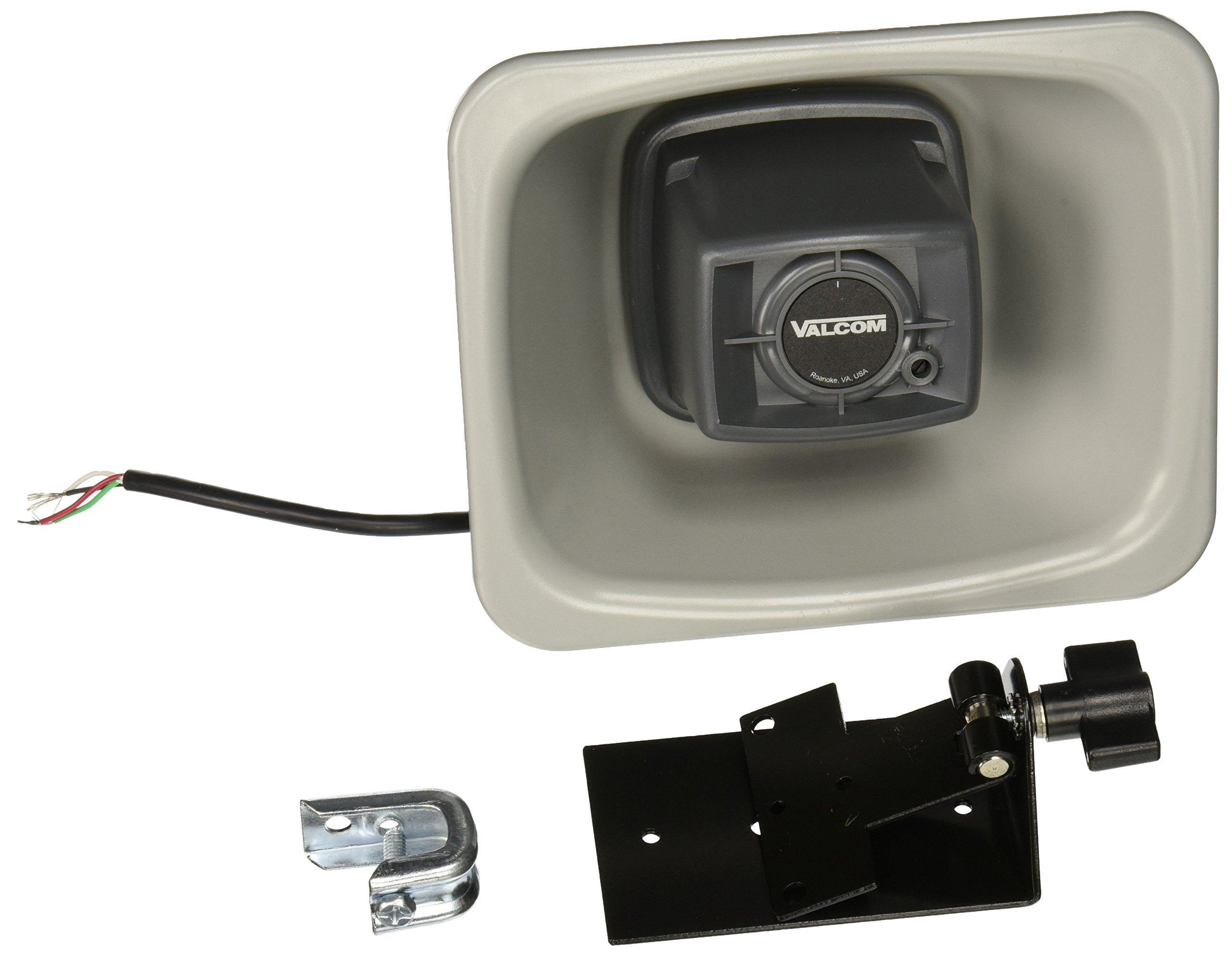 Valcom V-1080-Gy One Way 3-Watt Amplified Flexhorn With Mounting Bracket, Gray