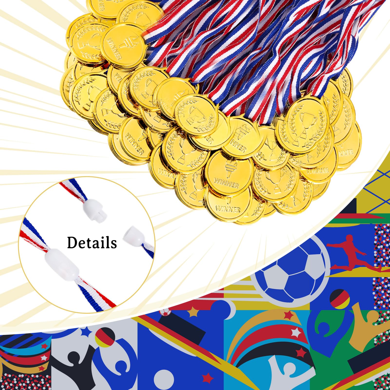 Caydo 100 Pieces Gold Medals For Kids Medals For Awards Plastic Winner Award Medals For Kids
