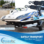 Wavesrx Boat & Pontoon Trailer Transom Straps (2Pk)  48'' Marine Tie Downs Adjustable Safety Straps  Outperforms Ratcheting & Re