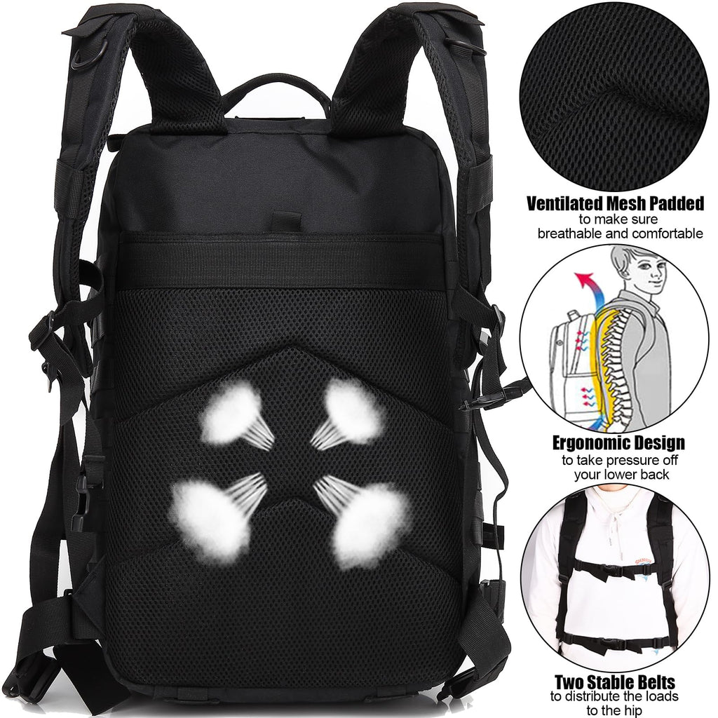 Createy Military Tactical Backpack, Large Army 3 Day Assault Pack 45L Molle Bag Rucksack Bug Out Bag Daypacks With Molle System