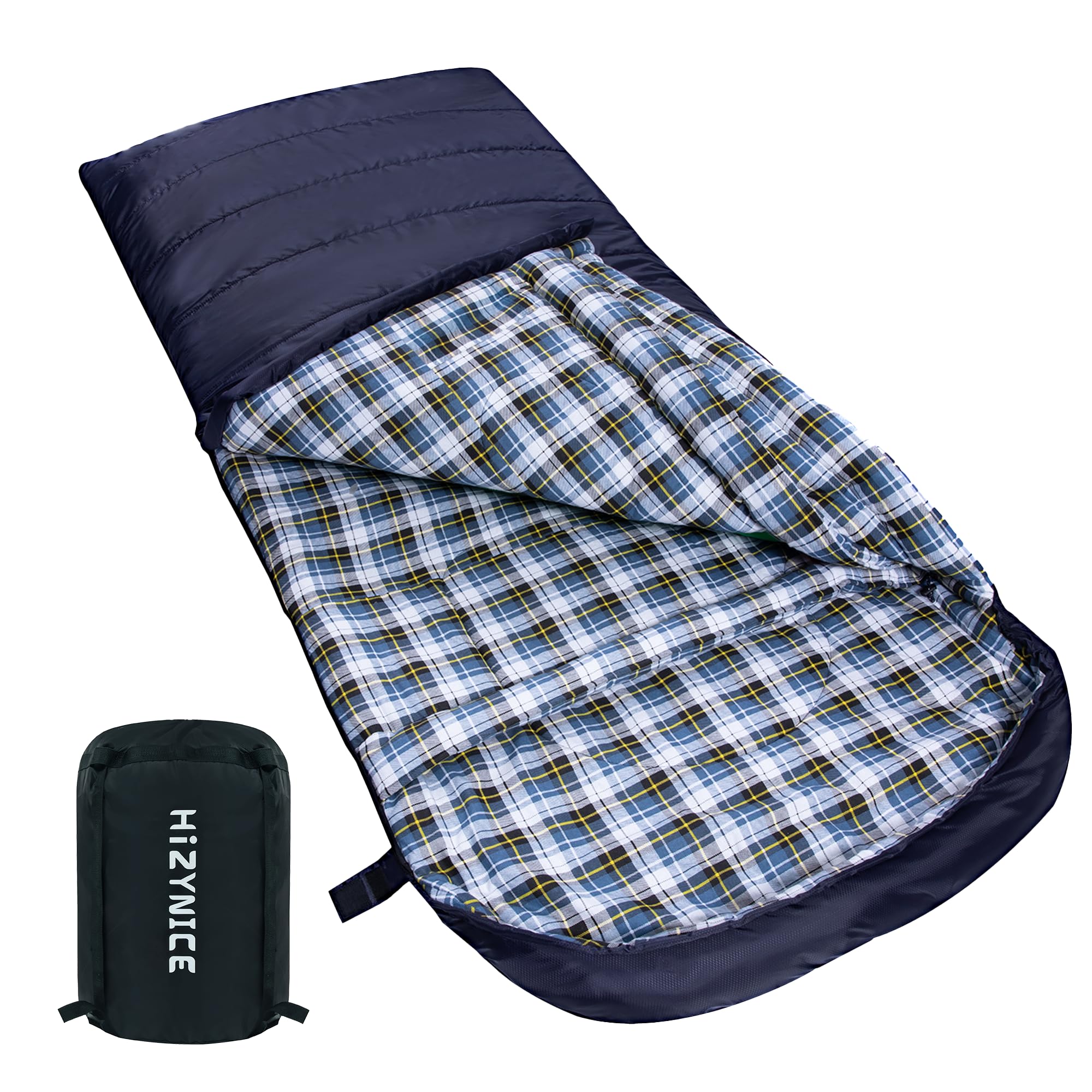 HiZYNICE Sleeping Bags for Adults Large Wide Cold Weather 20 Degree XL XXL Plus Size Oversized,Navy Blue Left Zip