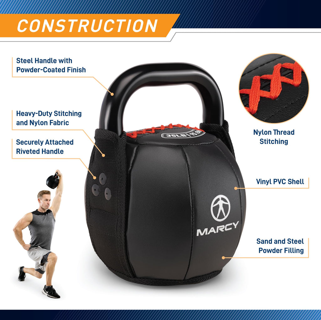 Marcy Soft Kettlebell with Handle for Weightlifting, Conditioning, Strength Training, Core Training for Full Body Workout 20lb S