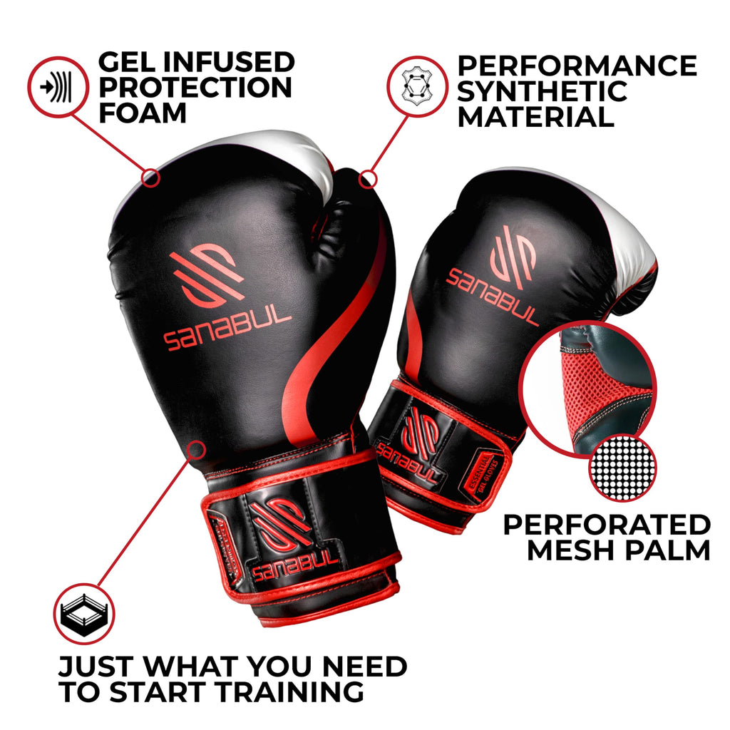 Essential Boxing Gloves Red 14-Oz