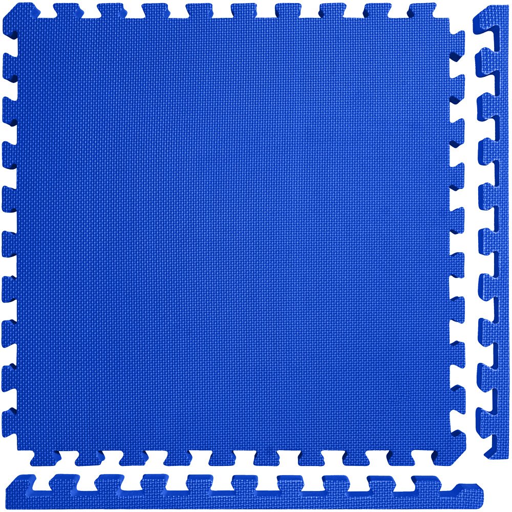 Meister X-Thick 1.5 Interlocking EVA Foam Mats - 2X Cushion for Wrestling, MMA Takedowns & Gymnastics - 2'x2' Tiles - Blue - 36 