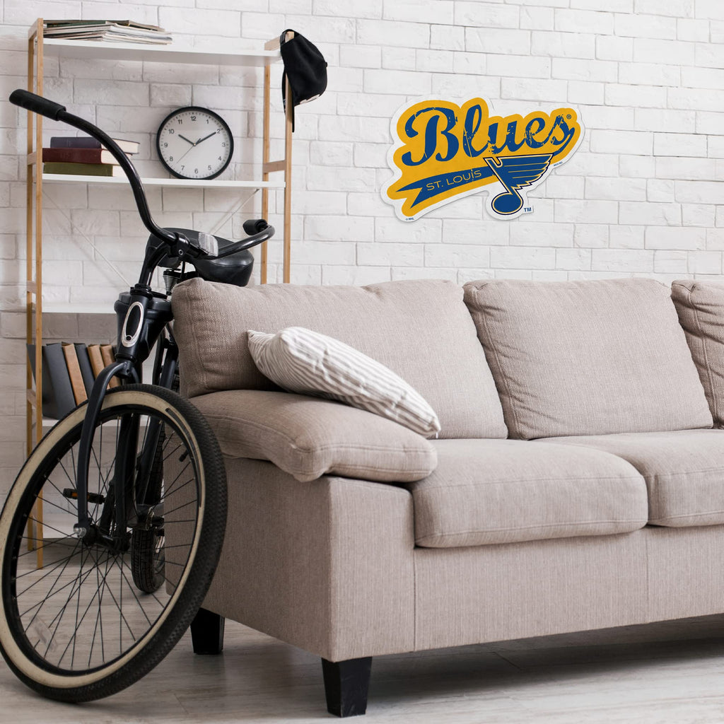 Rico Industries Nhl Hockey St. Louis Blues Distressed Shape Cut Pennant - Home And Living Room D  Cor - Soft Felt Ez To Hang