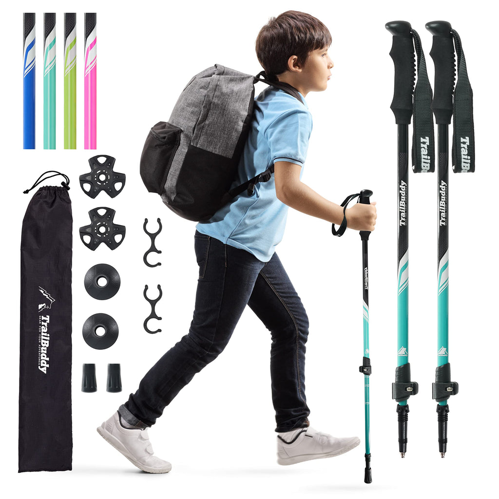 Trailbuddy Collapsible Hiking Poles - Pack Of 2 Trekking Poles For Hiking, Camping & Backpacking - Lightweight, Adjustable Alumi
