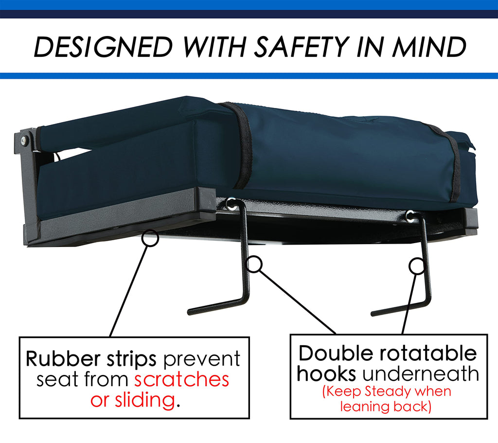 Sport Beats Navy Blue Stadium Seat For Bleachers With Back Support And Wide Padded Cushion Stadium Chair - Includes Shoulder Str