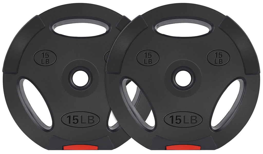 Balancefrom Vinyl Standard 1-Inch Plate Weight Plate For Strength Training And Weightlifting, 15-Pound, Pair