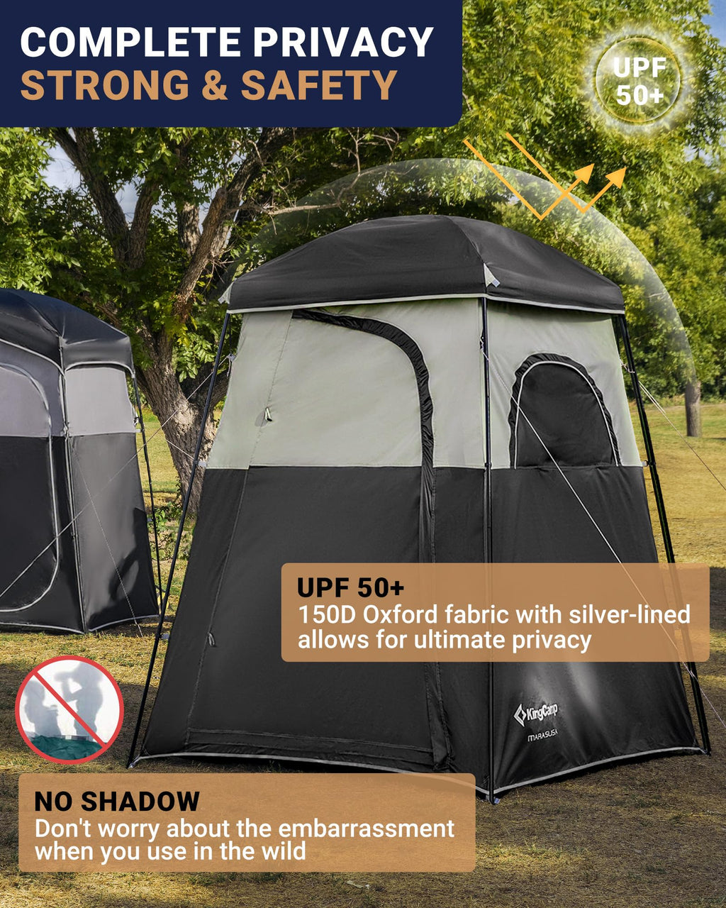 Kingcamp Camping Shower Tent, Portable Outdoor Privacy Toilet & Changing Tent Windproof & Waterproof Easy Setup 1 Or 2 Room Shel