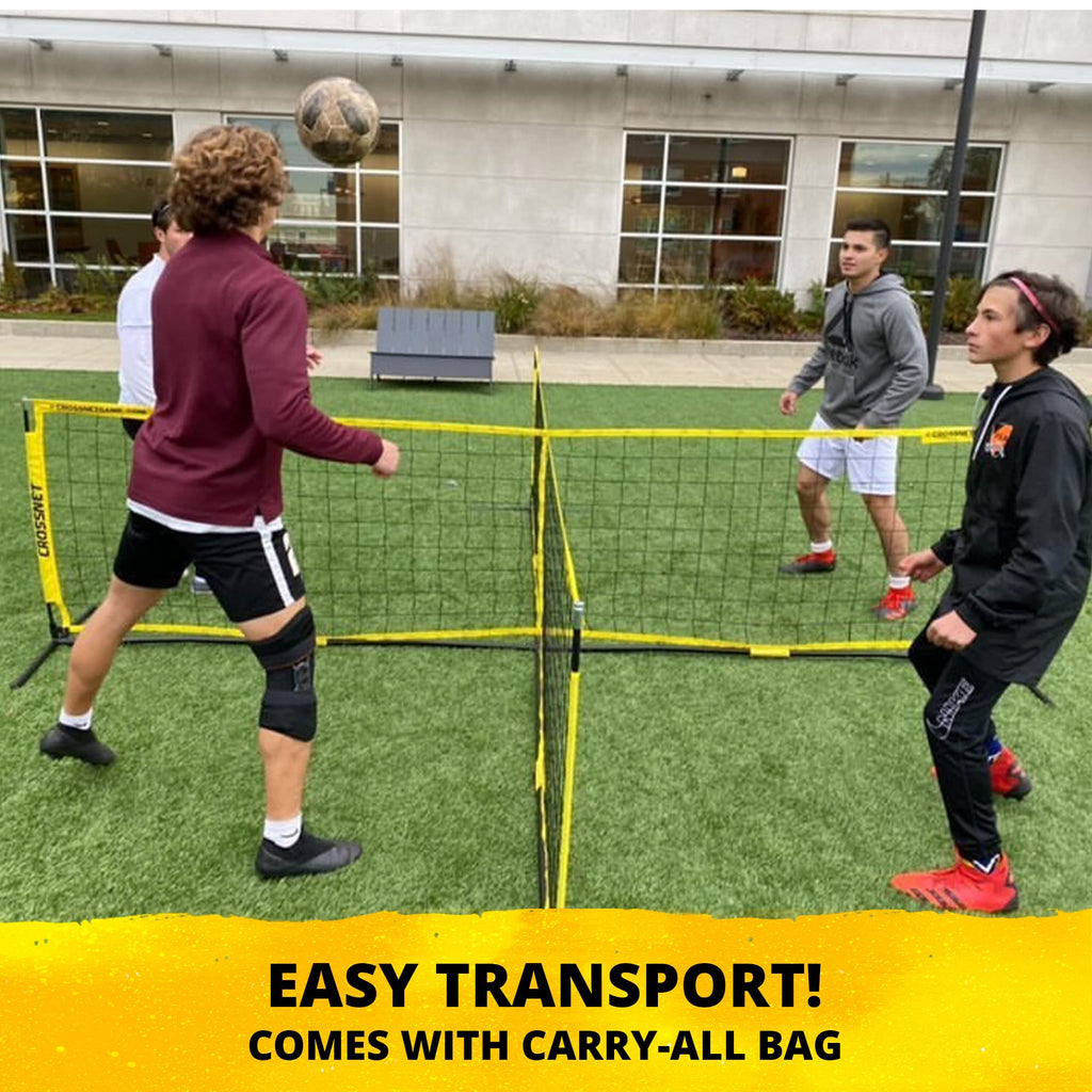 Crossnet Four Square Soccer Game - Outdoor Sport Games For Adults And Family - Soccer Tennis Nets For Backyard & Parks - Quick A