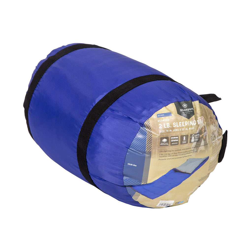 Stansport Redwood Rectangular 30'' X 75'' Sleeping Bag, Blue,Dark Green
