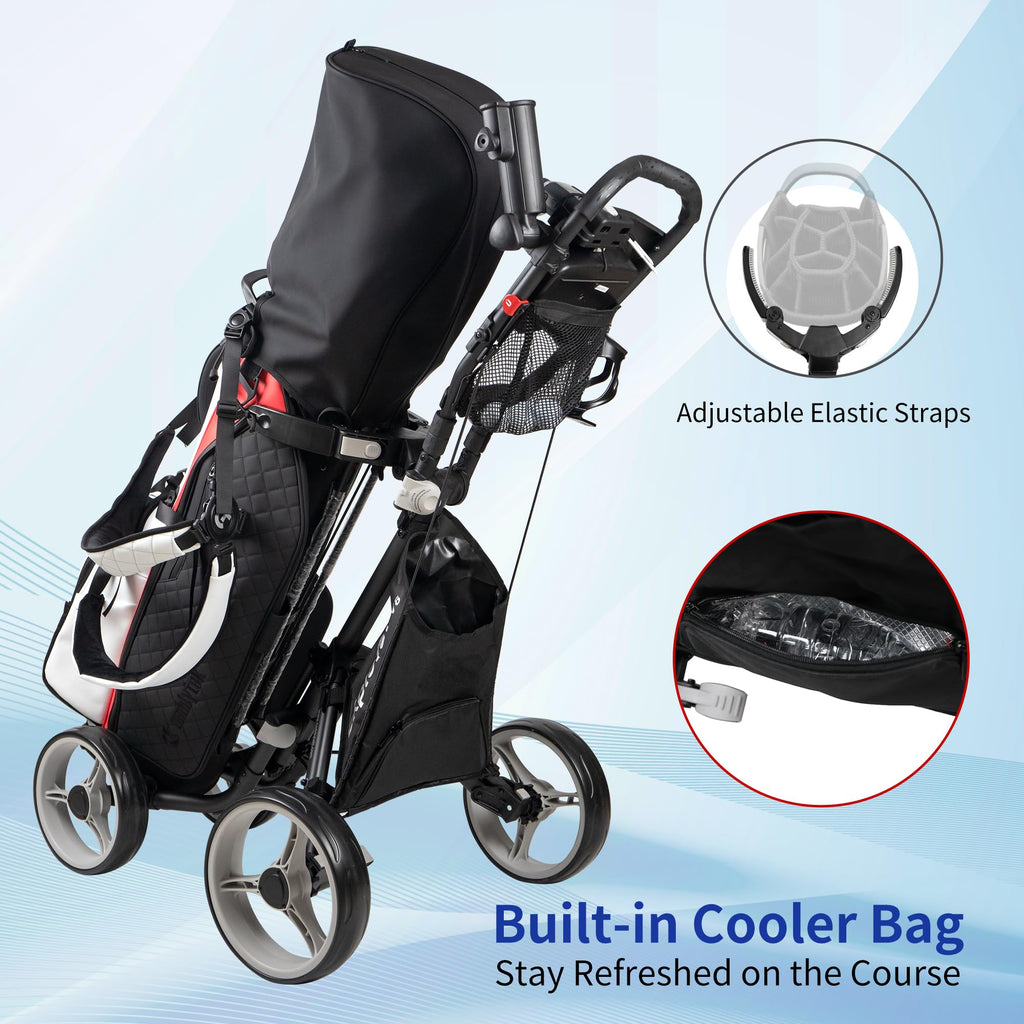 Caddytek 4 Wheel Golf Push Cart - Compact, Lightweight, Close Folding Push Pull Caddy Cart Trolley - Explorer V8, Silver, One Si
