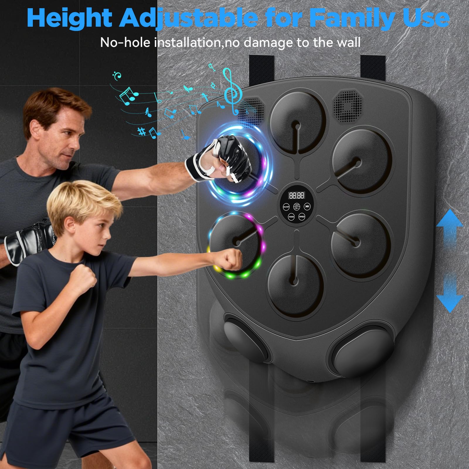 JUOIFIP Music Boxing Machine,Smart Boxing Machine for Adults with Boxing Gloves,9 Modes & 9 Speeds Wall Mounted Music Punching M
