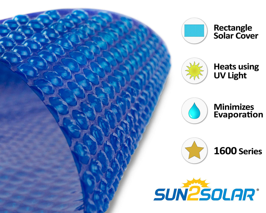 Sun2Solar Blue 25-Foot-By-45-Foot Rectangle Solar Cover  1600 Series  Heat Retaining Blanket For In-Ground And Above-Ground Rect