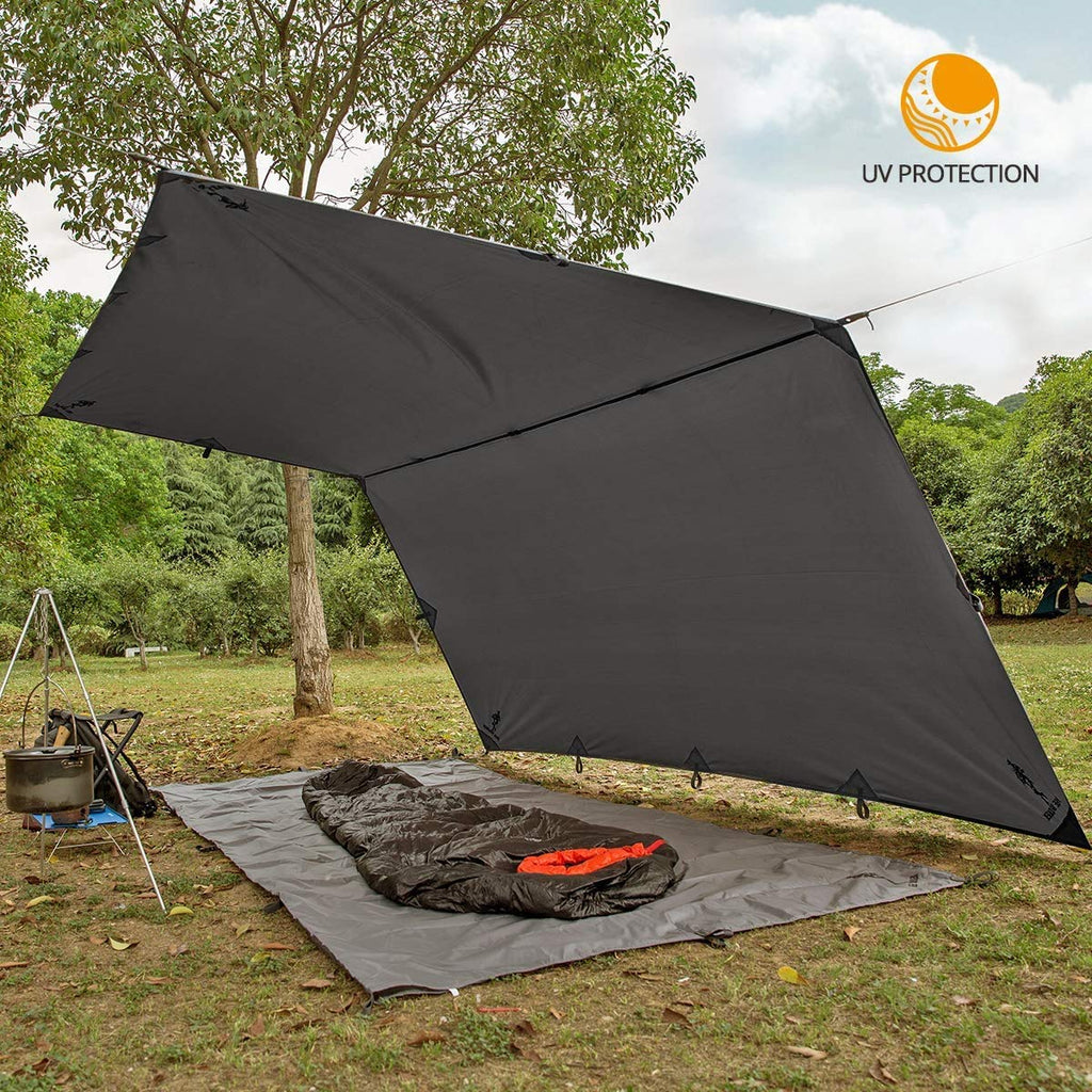 Free Soldier Waterproof Portable Tarp Multifunctional Outdoor Camping Traveling Awning Backpacking Tarp For Shelter Rain (Gray 1