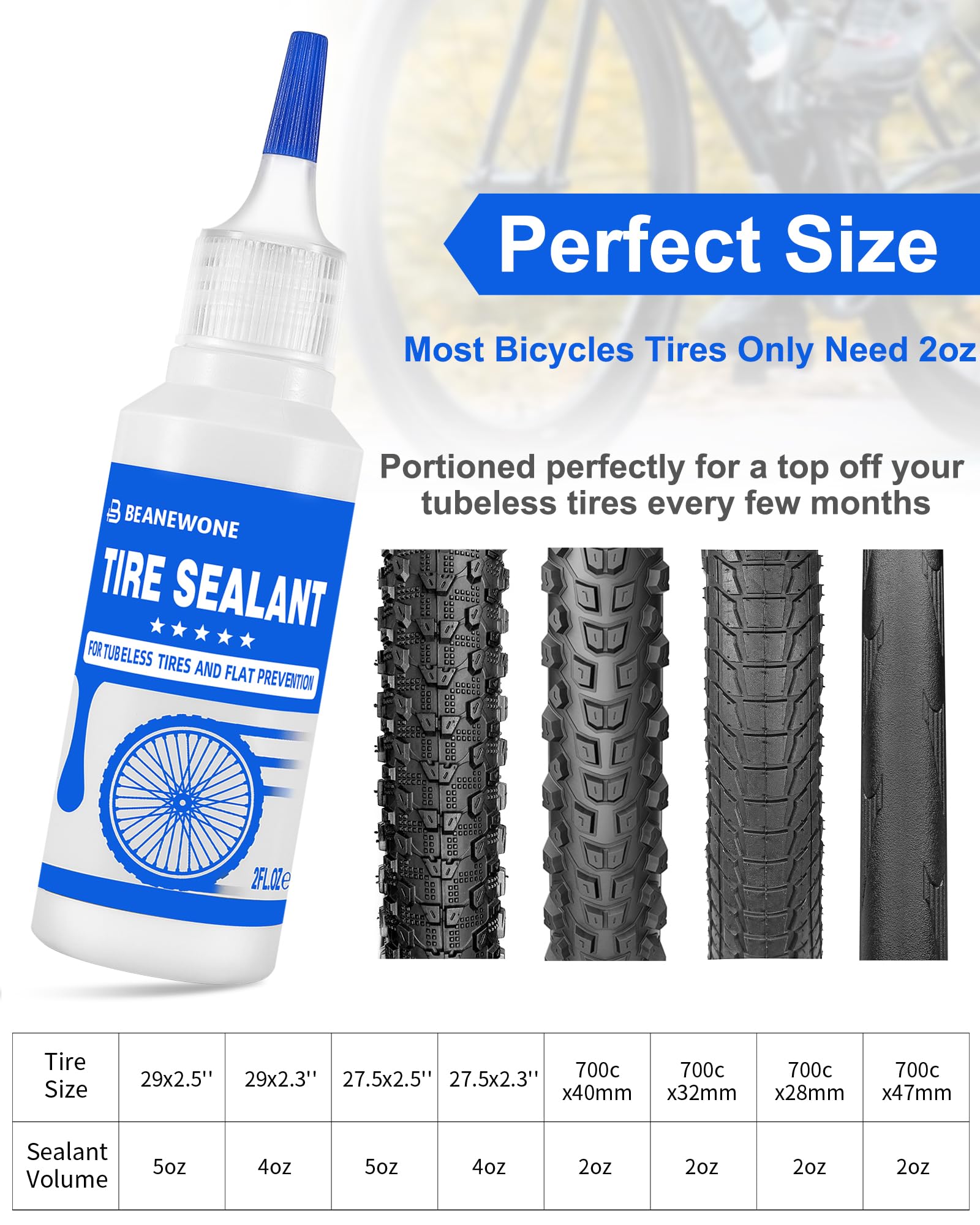Beanewone Tubeless Tire Sealant, Tubeless Bike Sealant - 2Oz Per Bottle, Long-Lasting For Mtb, No Tubes And Tubeless Tires. No T