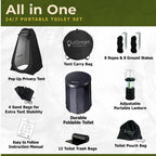Outsmart Gadgets Outdoor Camping Toilet With Pop-Up Privacy Tent And Night Lantern, Portable Toilet Set For Comfortable Camping
