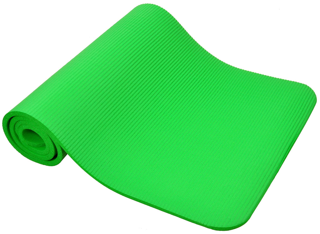 Fitvids 1/2-Inch Extra Thick High Density Anti-Tear Exercise Yoga Mat With Knee Pad And Carrying Strap, Green