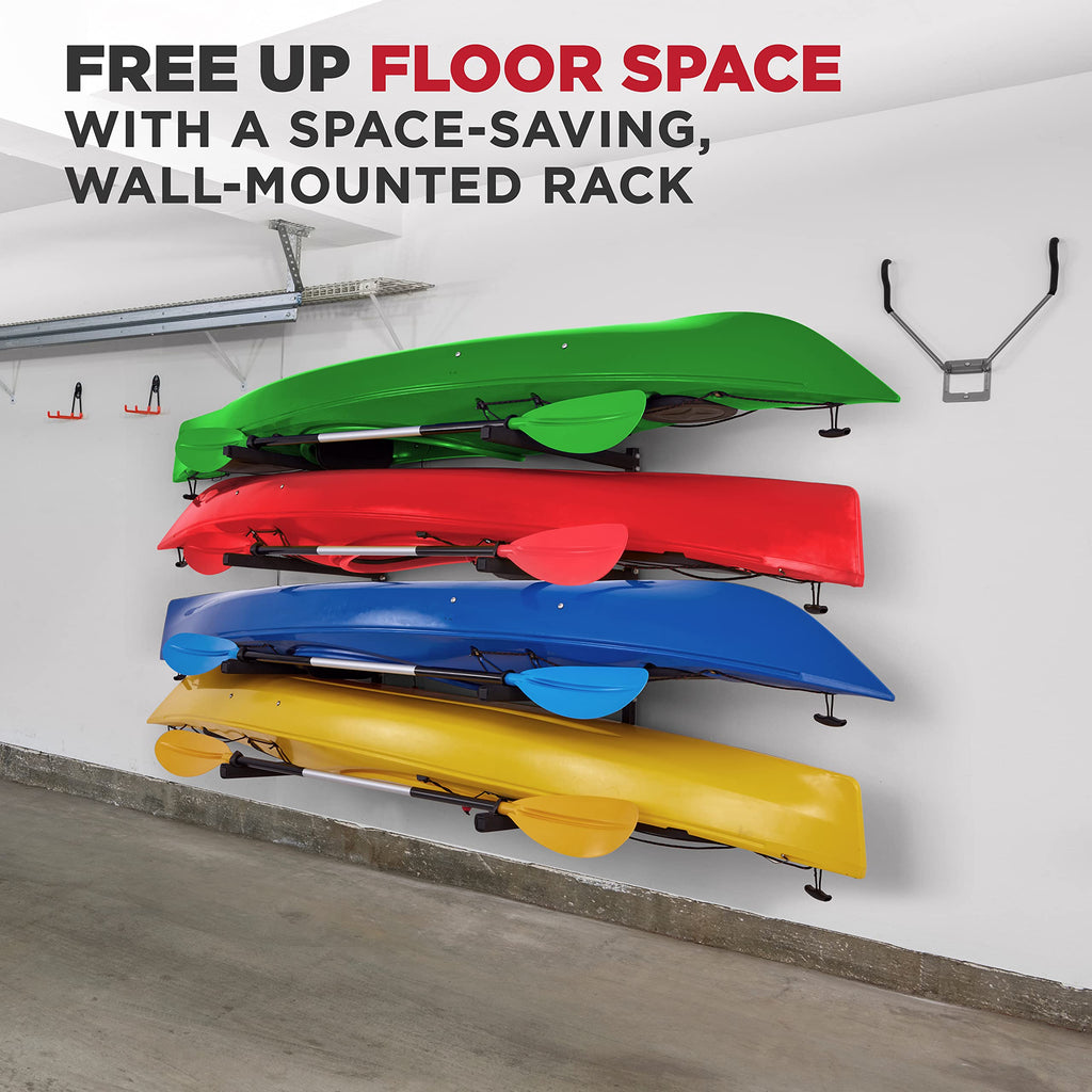 Raxgo Wall Kayak Storage Rack, Heavy Duty Wall Mounted Garage Kayak Storage Hooks For Kayaks, Sup, Canoe & Paddleboard, For Indo