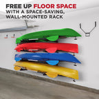 Raxgo Wall Kayak Storage Rack, Heavy Duty Wall Mounted Garage Kayak Storage Hooks For Kayaks, Sup, Canoe & Paddleboard, For Indo