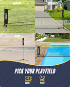 Patiassy 5.1Ft-7.4Ft Adjustable Height Volleyball Badminton Net Set 17Ft Portable Sports Net With Poles, 4 Badminton Rackets, 3