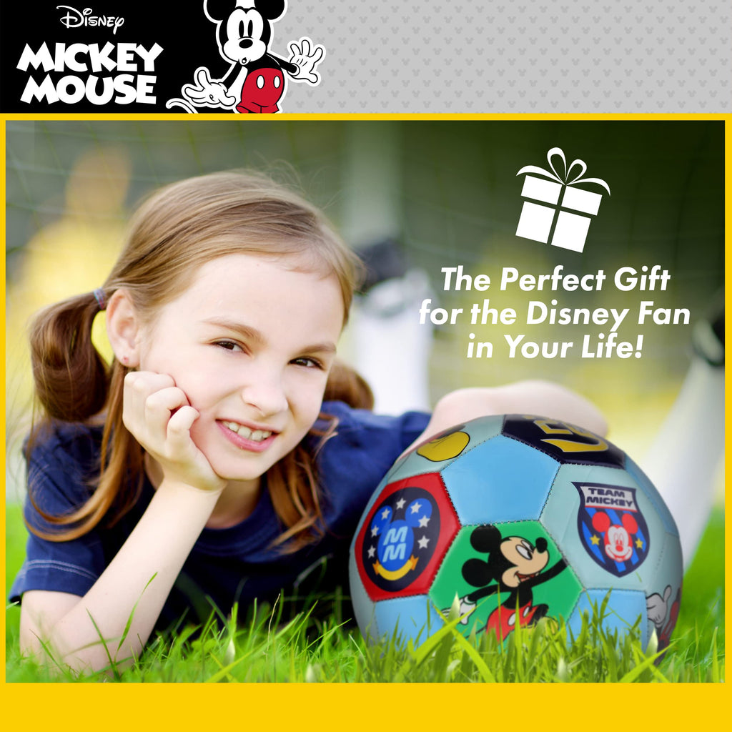 Disney Mickey Mouse Soccer Ball, Team Mickey Youth Kids Mini Soccer Ball, Blue, Size 3