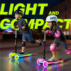 ZIFFY Kids Scooter for Boys & Girls LED Light-Up Wheels, 4 Adjustable Height Handlebars, and Lean-to-Steer Design with Anti-Slip