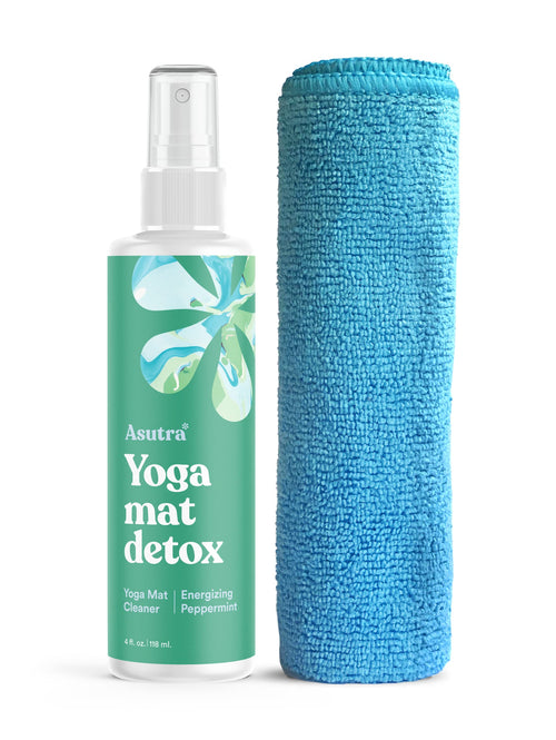 ASUTRA Yoga Mat Cleaner Spray (Energizing Peppermint), 4 fl oz - No Slippery Residue, Organic Essential Oils, Deep-Cleansing for