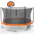 AOTOB 15FT Trampoline with Safety Enclosure Net, Outdoor Trampoline with Basketball Hoop,Heavy Duty Jumping Mat and Spring Cover