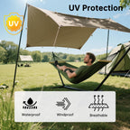 Free Soldier Camping Tarp Waterproof Portable Multifunctional Outdoor Traveling Awning Backpacking Shelter Rain Tarp (Beige 10