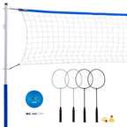 Franklin Sports Volleyball + Badminton Sets - Beach + Backyard Combo Complete Outdoor Lawn Game Set - Volleyball, Pump, Badminto