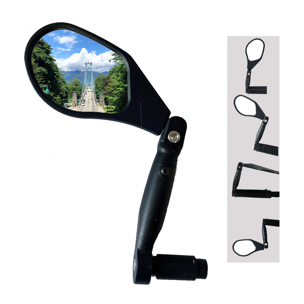 Hafny New Handlebar Bike Mirror, Hd,Blast-Resistant, Glass Lens, Reflector (Hf-M903Ls-Fr05 (Bar End Fitting Left Side, Silver Gl