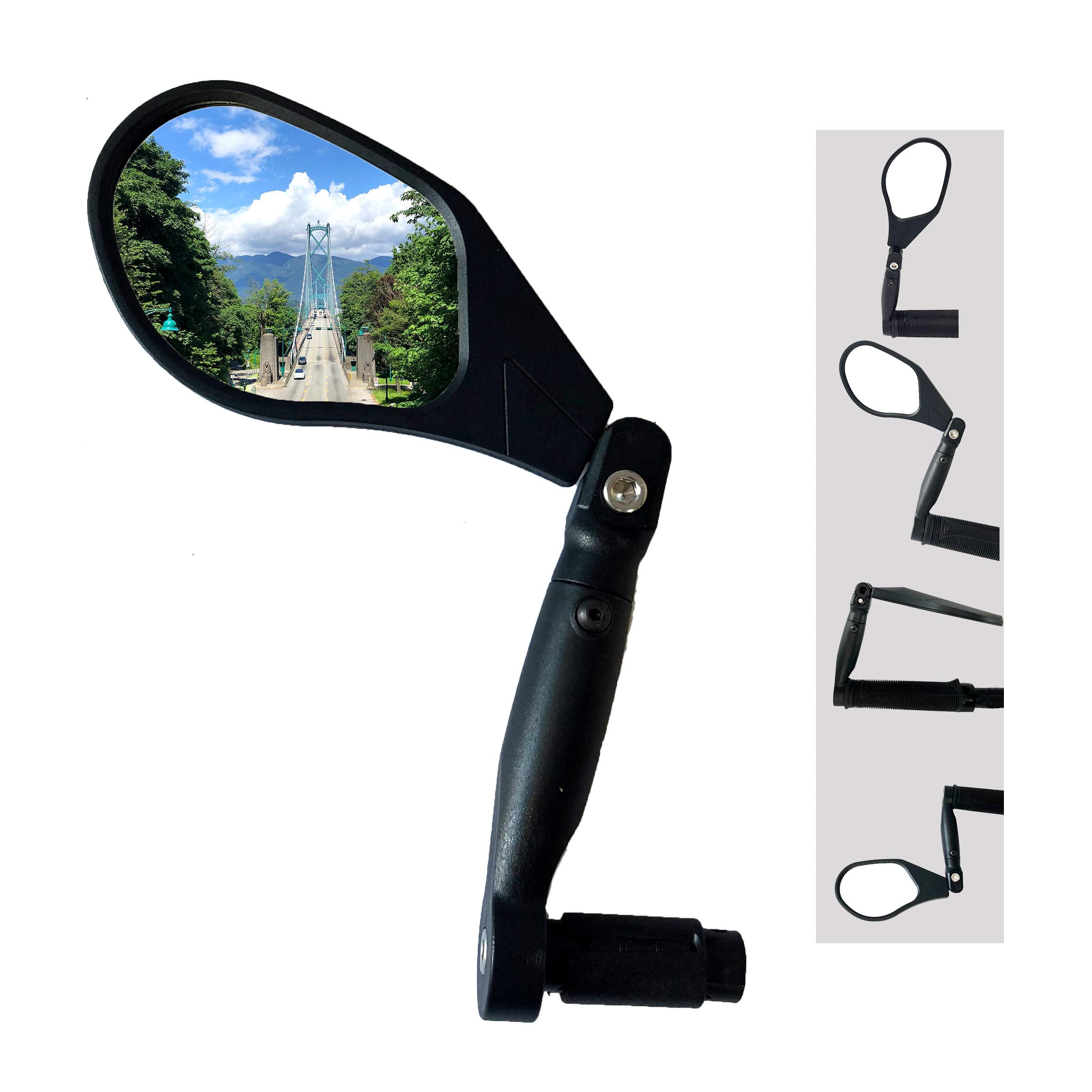 Hafny New Handlebar Bike Mirror, Hd,Blast-Resistant, Glass Lens, Reflector (Hf-M903Ls-Fr05 (Bar End Fitting Left Side, Silver Gl