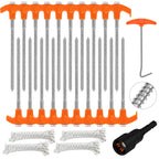 Horusdy 26 Pack Heavy Duty Tent Stakes Tent Pegs Camping Stakes With With 4X13Ft Rope & 1 Stopper T Pull Hook