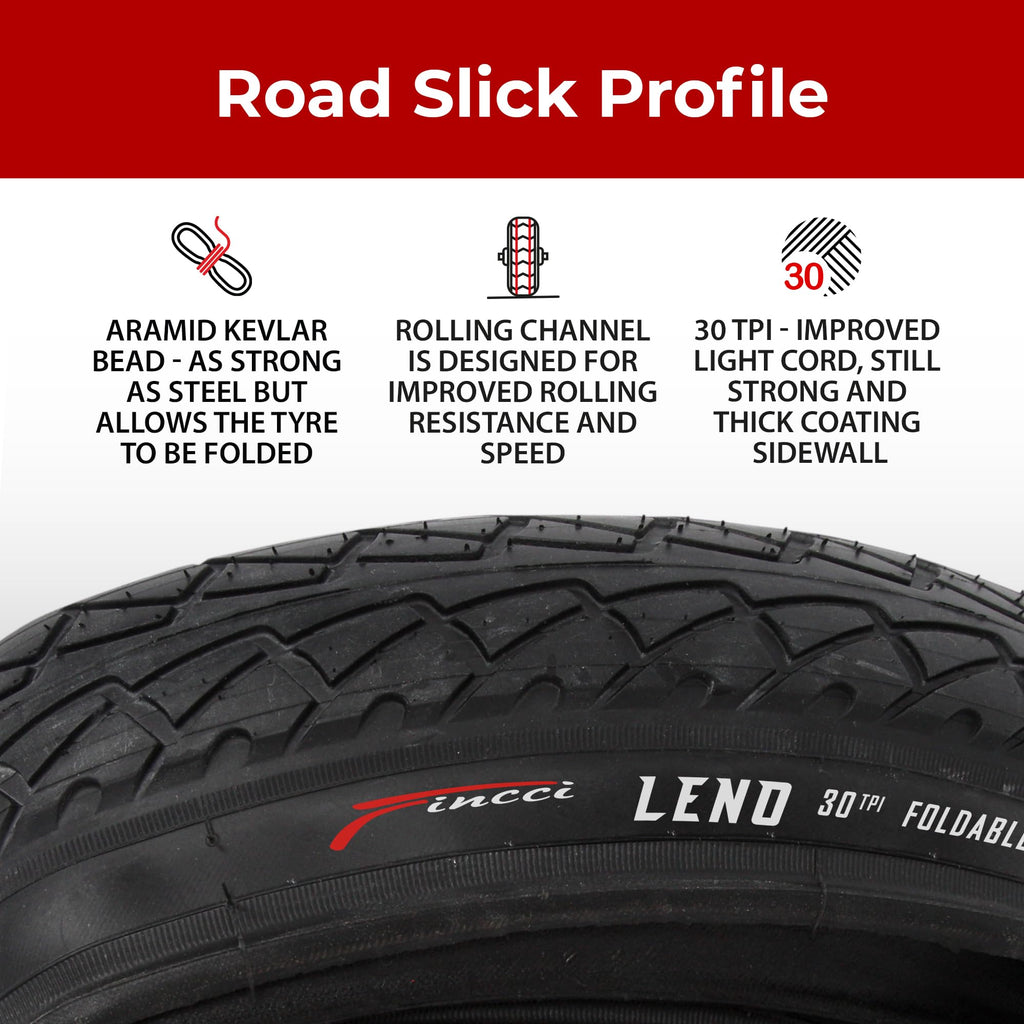 Fincci Leno Foldable Slick Bike Tire 26 X 1.95 Inch 50-559 For Road Street Cruiser Hybrid Bicycle