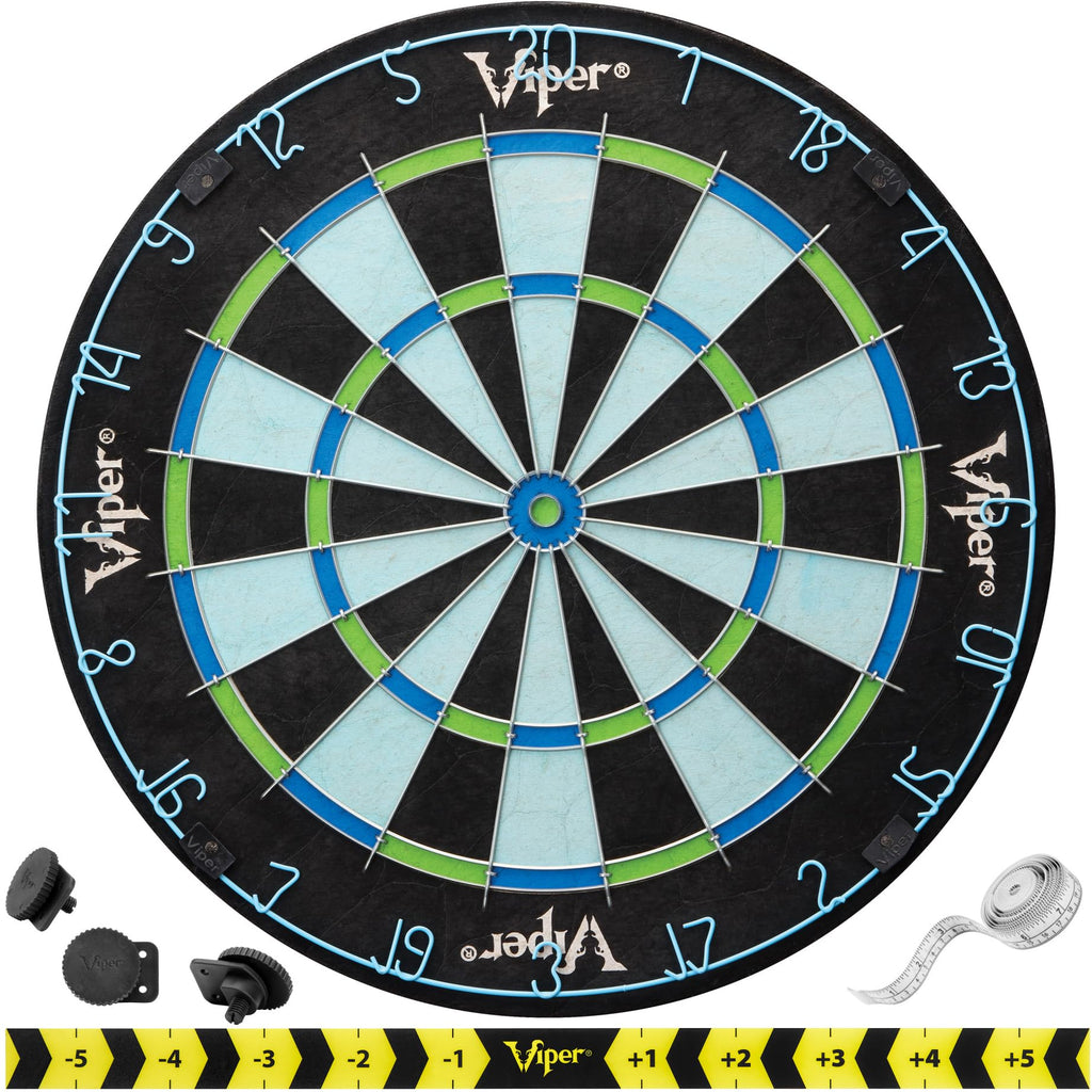 Viper Chroma Tournament Bristle Steel Tip Dartboard Set With Staple-Free Bullseye, Galvanized Metal Triangular Spider Wire For R