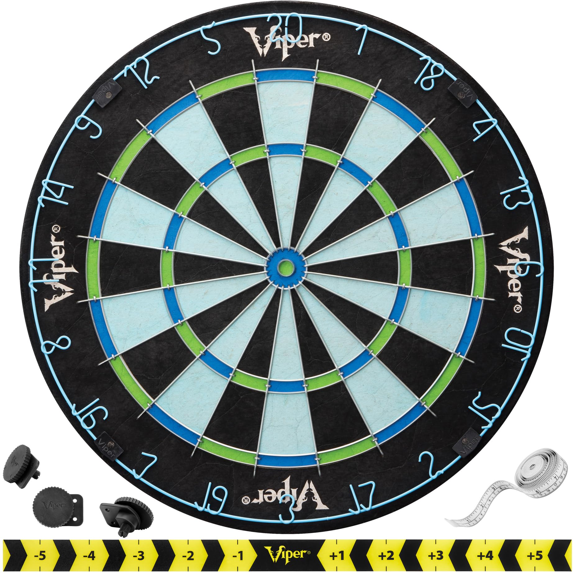 Viper Chroma Tournament Bristle Steel Tip Dartboard Set With Staple-Free Bullseye, Galvanized Metal Triangular Spider Wire For R