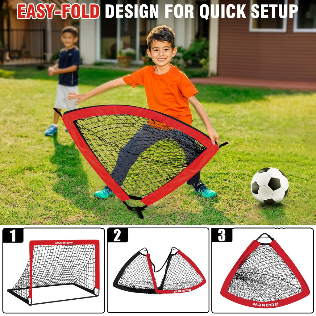 Kids Soccer Goal For Backyard Set - 2 Set Of 6X4 Ft Toddler Soccer Nets With 20Ft Agility Ladder, Soccer Ball, Pop Up Portable S