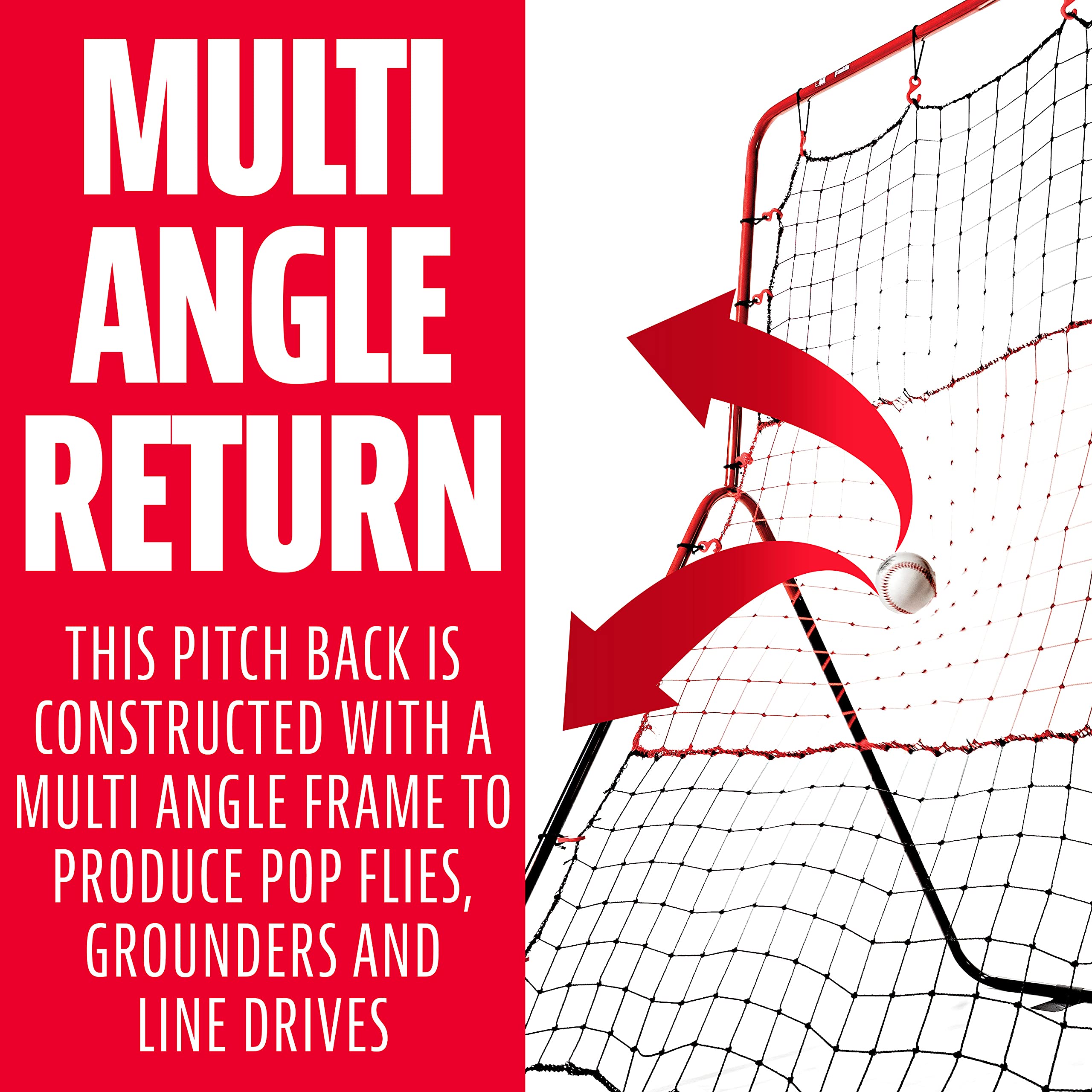 Franklin Sports Baseball Rebounder Net - 3-Way Baseball + Softball Pitchback Net + Fielding Trainer - Bounce Back Net For Fieldi