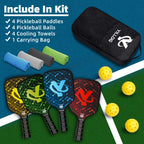 Yillog Pickleball Paddles, Usapa Approved, Set Of 4, Fiberglass Surface Pickleball Set, 4 Pickleball Balls, 4 Cooling Towels, Pi