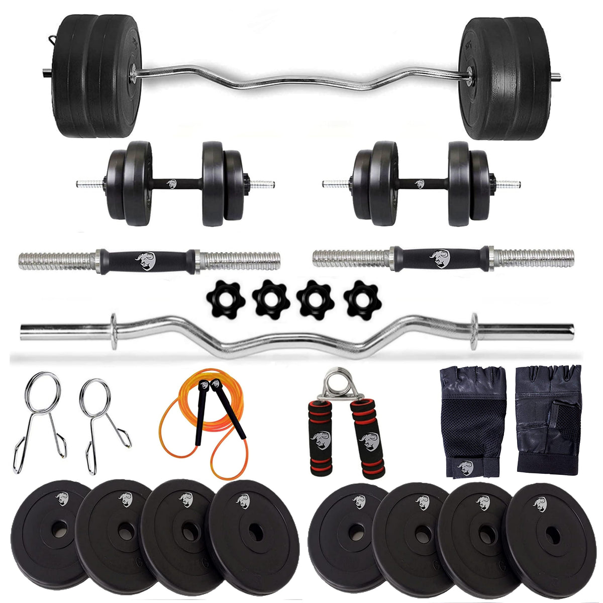 Bullar Home Gym Set, Home Gym Combo With Curl Rod And Pair Of Dumbbell Rods Gym Equipment For Men And Exercise Accessories For F