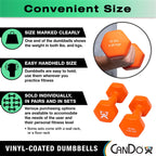 Cando Vinyl Coated Dumbbells Pair Pink 1 Lb 2Pc Handheld Weights For Muscle Training And Workouts, Color Coded Anti-Roll Home Gy