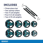 Us Weight 54 Lb Perfect Barbell Weight Set For Home Gym With 55 Padded Bar, Adjustable Weights For Exercise, Lifting And To Buil