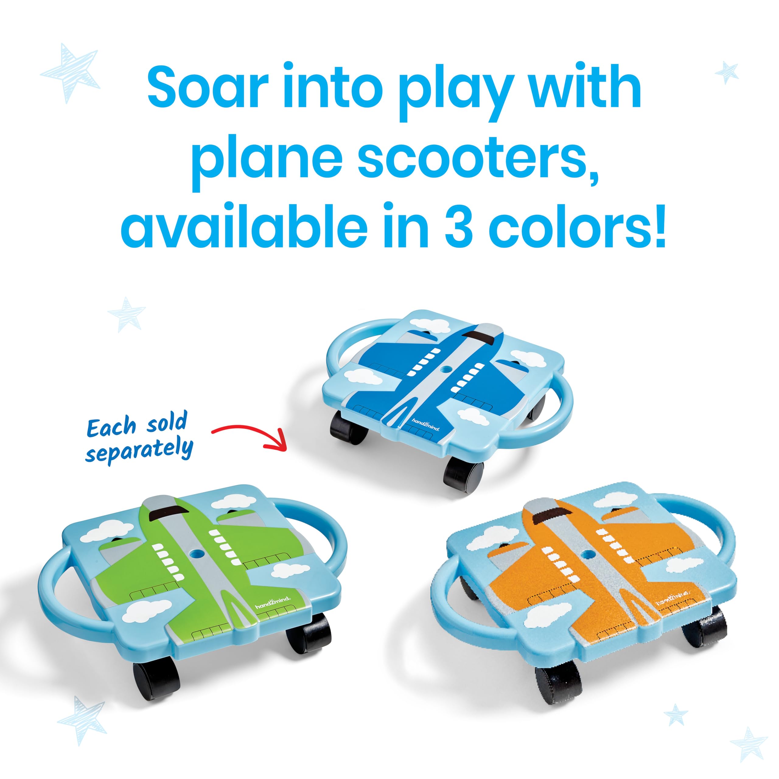 hand2mind Orange Plane Glider Scooter Board, Floor Scooter Board, Gross Motor Toys, Kids Exercise & Physical Education Equipment