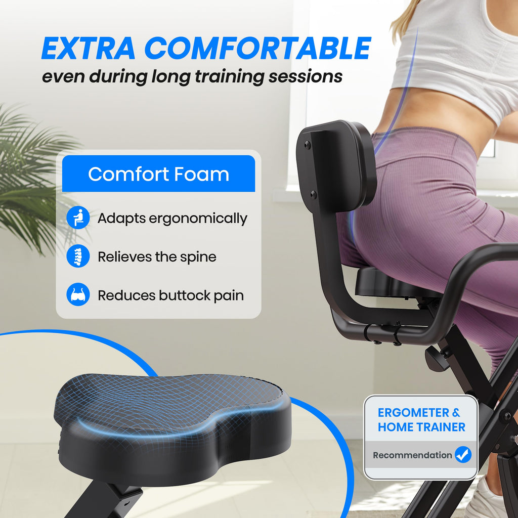 Foldable Exercise Bike, Stable & Sturdy Stationary Bike For Home, 3-In-1 Upright And Recumbent Workout Bike, Comfortable Seat &
