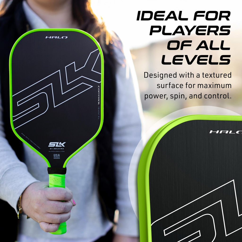 Selkirk Sport Slk Halo Power Xl Pickleball Paddle | Raw Carbon Fiber Pickleball Paddle With A Rev-Core Power Polymer Core | The